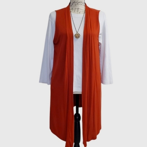 Zenana Outfitters Burnt Orange Women's Layering Drape Vest Size XL - Picture 1 of 7